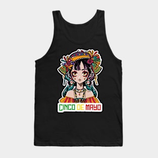 Cinco de mayo mexican girl with colorful sumbrero Tank Top